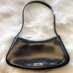 GUESS Black Vinyl Mini Zip Shoulder Purse
